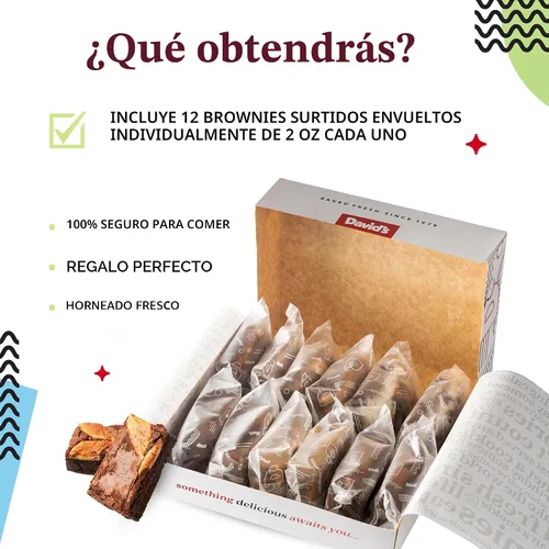 Miniatura 2 de David's Cookies Brownies surtidos en caja de cartón Disfruta de nuestros deliciosos, ideales para compartir bocadillos de brownie recién horneados