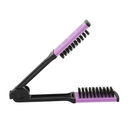 Miniatura 8 de ZJchao Peine de doble cepillo para alisar el cabello, cepillo de cerdas de doble extremo, peine alisador de abrazadera, resistente a altas