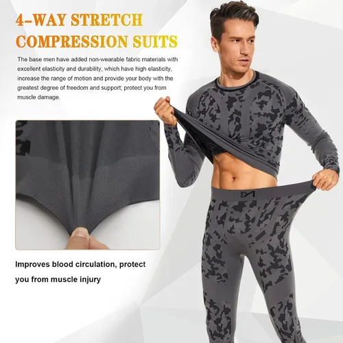 Miniatura 4 de MeetHoo Conjunto de ropa interior térmica para hombre ropa de invierno para hombre capa base de capa base larga