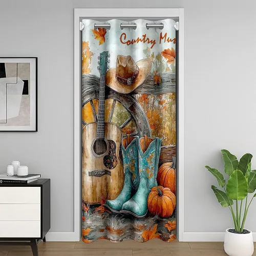 Miniatura 29 de Castle Fairy Cowboy Boots Door Curtain for Doorways Privacy Bohemia Musical Guitar Doorway Curtain Western Rustic Cowgirl All Season Blackout