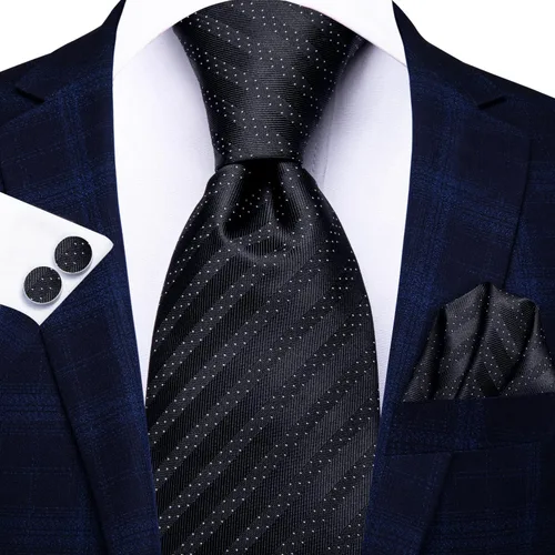 Miniatura 99 de Hi-Tie Corbatas de seda para hombre, diseño de cachemira a rayas, con bolsillo, gemelos cuadrados, conjunto formal de negocios