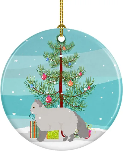 Miniatura 96 de Caroline's Treasures Adorno de cerámica con texto en inglés "Merry Christmas" para colgar en el árbol de Navidad, decoración para el hogar, Navidad