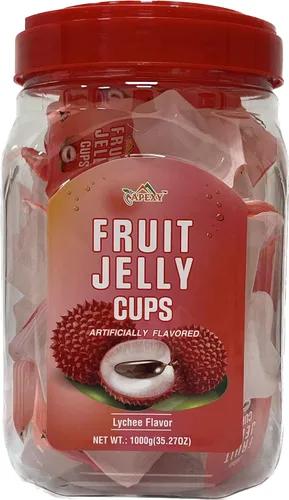 Apexy Vasos de gelatina de frutas, lichi y sabores surtidos, aperitivos jugosos de gelatina de tamaño bocado, envueltos individualmente, regalo