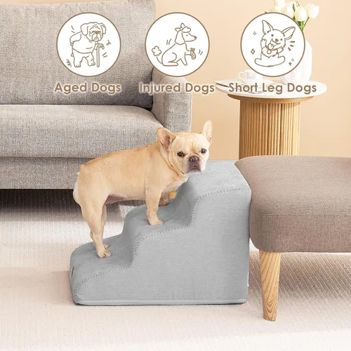 Miniatura 4 de EHEYCIGA Rampa de escaleras curvadas para perros pequeños de 15.7 pulgadas de alto, escalones para perros de 3 escalones para sofá y silla