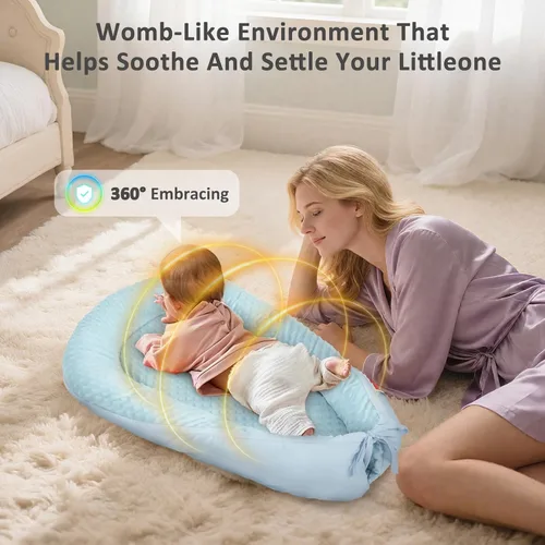 Miniatura 7 de Tumbona para bebé: nido de recién nacido suave y transpirable para bebés de 0 a 24 meses, almohada de algodón orgánico para bebé para tiempo boca