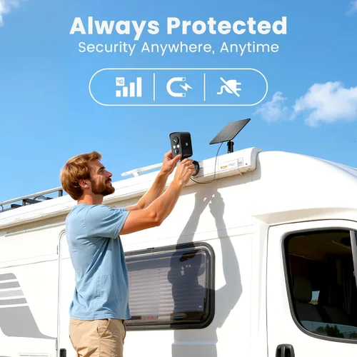 Miniatura 3 de Cámara de seguridad celular inalámbrica para exteriores, sin necesidad de WiFi, alimentada por batería y energía solar, magnética, detección humana