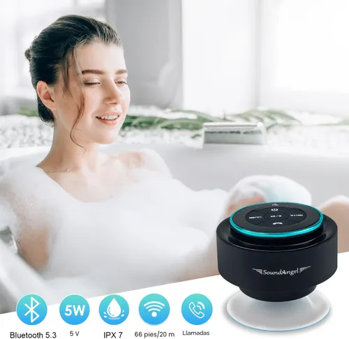 Miniatura 5 de XLEADER, Altavoz de ducha profesional actualizado, altavoz Bluetooth impermeable IPX7 certificado, con ventosa, cordón de silicona, sonido