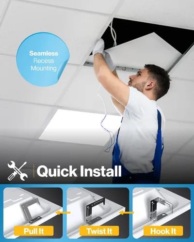Miniatura 4 de Sunco - Paquete de 24 luces LED de panel plano de 2 x 2 para techo caído, accesorio de iluminación de repuesto comercial Trofer, 4400 LM, 40W, CCT