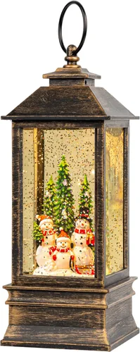 Miniatura 23 de Gnomos de Navidad de 10 pulgadas, linterna de globo de nieve iluminada, caprichoso árbol de Navidad y elfo escandinavo, linterna de agua musical