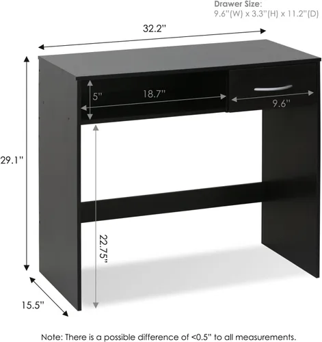 Miniatura 2 de FURINNO Jaya - Escritorio de estudio para computadora con cajón, marrón