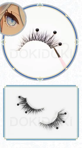 KIRA KIRA Pestañas Furina Genshin Impact Cosplay Focalors Pestañas postizas negras con diamantes de imitación Doki Furina Fontaine Pestañas Cosplay