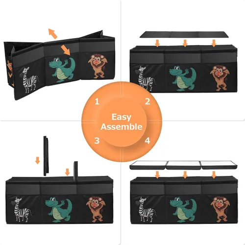 Miniatura 7 de Caja de juguetes extragrande, organizador de almacenamiento de juguetes plegable y resistente con tapas, caja de almacenamiento de dinosaurios