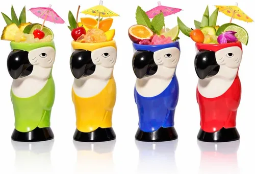 Miniatura 12 de LEMONSODA Vasos de cerámica tiki hawaianos (cerámica, juego de 4)