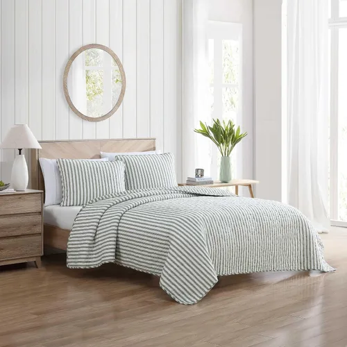Miniatura 2 de Stone Cottage - Juego de edredón de tamaño individual, ropa de cama reversible de algodón con fundas de almohada a juego, juego de cama ideal a Verde