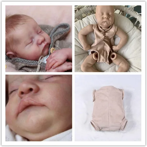 Miniatura 2 de Angelbaby Kits de muñecas Reborn sin pintar con cuerpo de tela de 17 pulgadas, juegos de moldes de silicona suave en blanco para hacer piezas de Lay