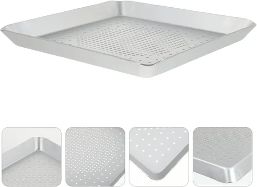 Miniatura 5 de Yardwe Bandeja para hornear pizza cuadrada de aluminio perforado de 9.05 pulgadas con profundidad de 0.78 pulgadas para pizzas crujientes horneadas