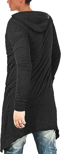 Miniatura 2 de COOFANDY - Sudadera larga con capucha para hombre, diseño hip hop tipo capa, de mezcla de algodón