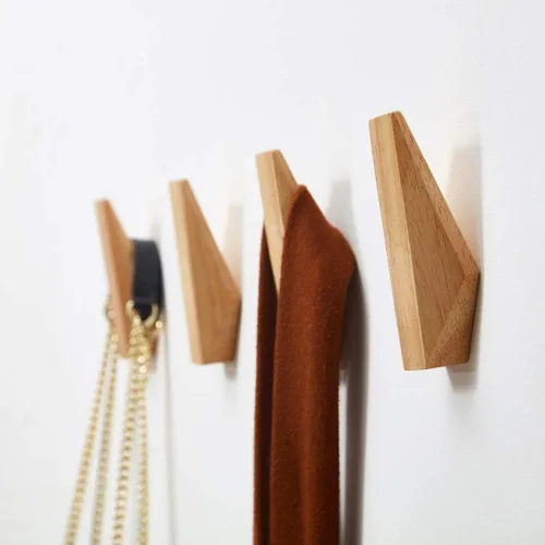 Miniatura 5 de Ganchos de pared de madera, paquete de 6 ganchos montados de madera rústica resistente para bata, perchero para sombreros, para colgar toallas