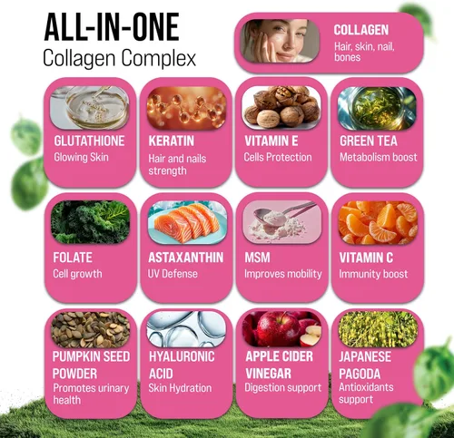Miniatura 4 de MERRY VITA Colágeno para Mujeres – Péptidos de Multi Colágeno Hidrolizados Tipos I, II, III, V y X – Suplemento de Colágeno con Vitamina C, Biotina