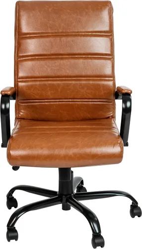 Miniatura 13 de Flash Furniture Whitney - Silla de escritorio giratoria de LeatherSoft con respaldo alto con asiento acolchado y reposabrazos, silla de oficina