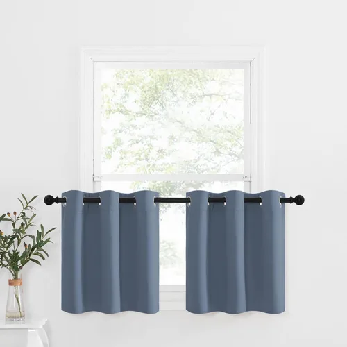 Miniatura 40 de NICETOWN Cortinas opacas de cocina para ventana sobre el fregadero, aislamiento térmico, decoración del hogar, pequeños niveles opacos con ojales