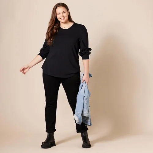 Miniatura 8 de Tienda Essentials - Camiseta de manga larga con cuello redondo y puños fruncidos para mujer
