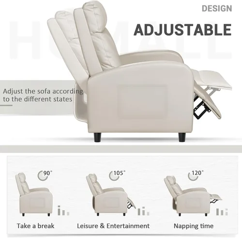 Miniatura 6 de Homall - Silla reclinable acolchada de cuero sintético para sala de estar, sofá reclinable moderno, asiento de club y teatro en casa