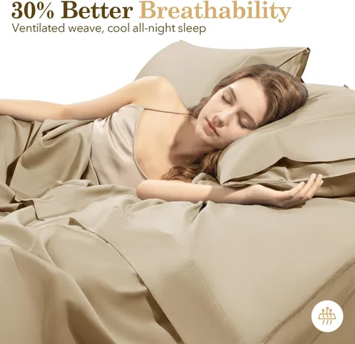 Miniatura 3 de SONORO KATE 100% Organic Cotton Sheets Set - 600 Thread Count, GOTS Certified Cotton Bed Sheets, Soft, Breathable & Silky Sateen Weave Sheets, 16