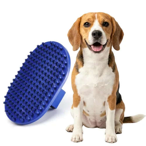 Pets&Goods Cepillo de aseo de goma para perros y gatos, cepillo de baño suave para cabello corto y mediano, cerdas suaves, agarre antideslizante,
