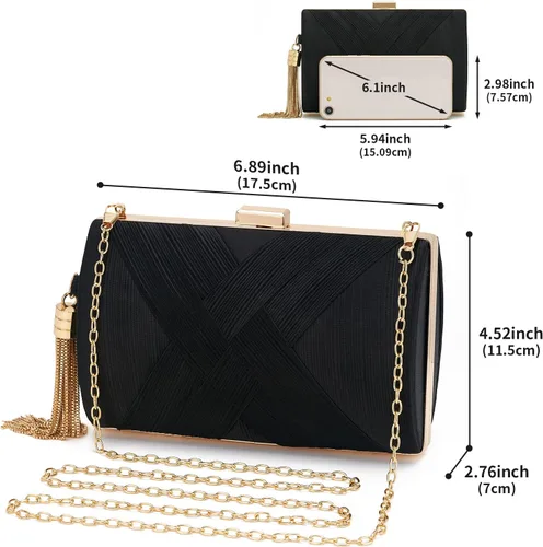 Miniatura 2 de Bolso de mano para mujer, bolso de noche con flecos, bolso de mano para mujer, bolso de mano de boda, bolso de mano con cadena, bolso cruzado