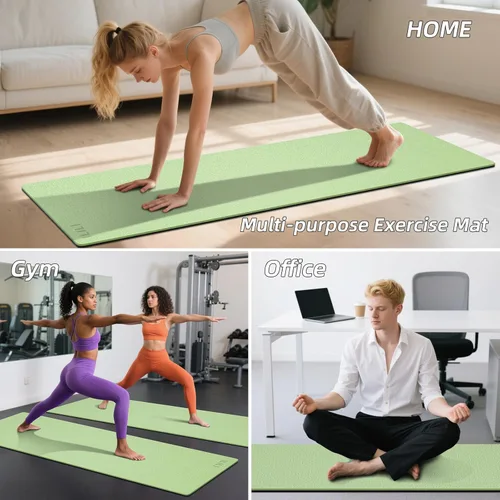Miniatura 21 de ILILI Tapete de yoga 10mm extra grueso y 193cm extra largo, 76x28x0.4 pulgadas, material TPE antideslizante de doble color, fácil de transportar