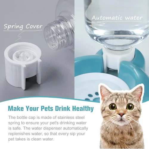Miniatura 4 de Cuencos para Perros, Juego de Cuencos para Comida y Agua de Gatos con Dispensador de Agua y Cuenco de Acero Inoxidable para Gatos y Perros Pequeños
