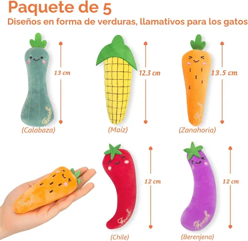 Miniatura 6 de ETEKYER Juguetes para gatos con hierba gatera, paquete de 5, juguetes de felpa para gatos de interior, gatitos, interactivos, masticables, juguetes