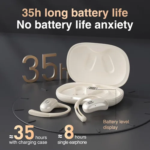 Miniatura 8 de Auriculares abiertos, colgador de oreja de silicona, sonido panorámico de 360 grados, conducción de aire, pantalla LED, IPX7 impermeable
