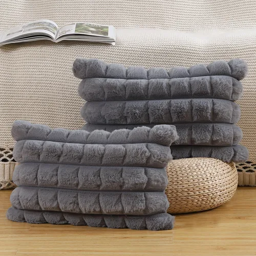 Miniatura 21 de MADIZZ Juego de 2 fundas de almohada de lana sintética a cuadros de 12 x 20 pulgadas / 12.0 x 20.0 in., súper suaves, bohemias, decorativas