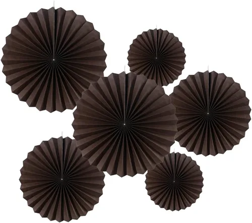 Miniatura 36 de MOWO Abanicos de papel negro para colgar decoración (negro, 6 piezas)