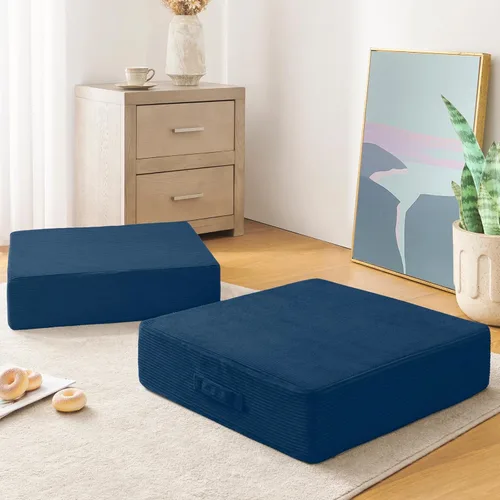 Miniatura 20 de Wellsin Almohadas cuadradas sólidas para el suelo para adultos y niños, cojín grande de meditación con espuma gruesa y funda de terciopelo lavable