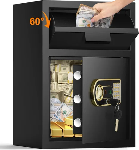 Caja fuerte de depósito de 2.8 pies cúbicos para negocios, cajas fuertes antirrobo con ranura de depósito para dinero con cerradura de combinación