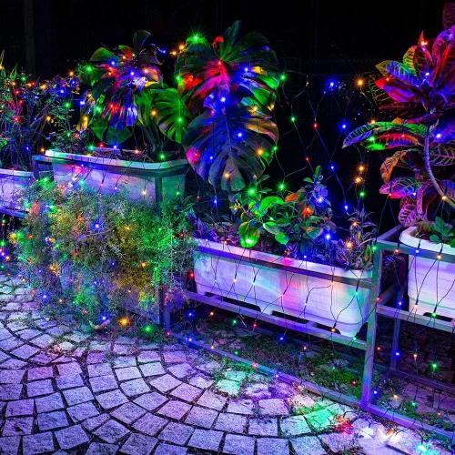 Miniatura 5 de 360 luces LED de red de Navidad de 12 x 5 pies, 8 modos impermeables con temporizador, luces de malla conectables de bajo voltaje para árboles