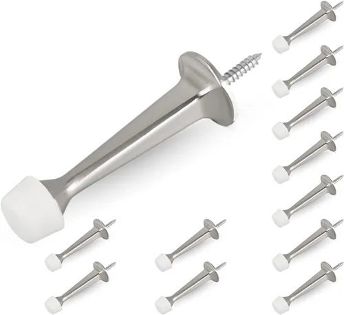 Miniatura 12 de HOMOTEK - Paquete de 12 topes de puerta rígidos sólidos resistentes con punta de goma suave, tope de puerta de zinc fundido para proteger la pared