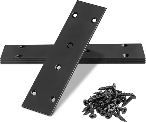 Miniatura 34 de Soporte plano de 1.575 x 0.630 x 0.079 in, soporte recto de acero inoxidable, soporte recto de metal, soporte recto negro, placa de unión