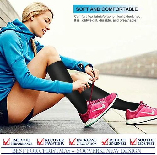 Miniatura 38 de Sooverki - Calcetines de compresión de cobre para circulación, para mujeres y hombres, 6 pares, para correr, atletismo, medicina, enfermería, viajes