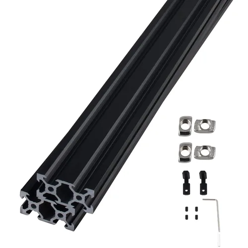 Miniatura 8 de 4 piezas de perfil de extrusión de aluminio de 11.811 in 2020 tipo V extrusión de aluminio estándar europeo anodizado riel lineal con accesorios
