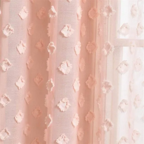 Miniatura 5 de Lush Decor Par de paneles de cortinas transparentes con ojales y puntos texturizados (84 x 38 pulgadas)