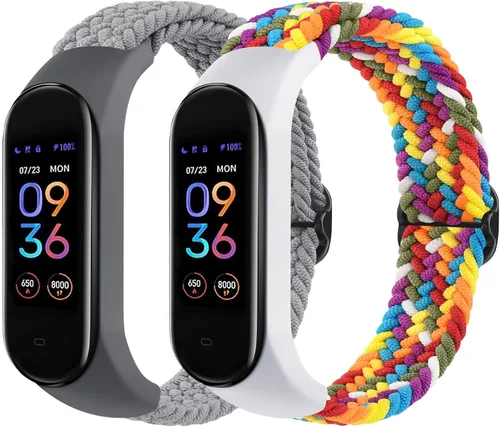 Miniatura 10 de Meliya Bandas de nailon para Amazfit Band 5 correas de repuesto para mujeres y hombres, paquete de 2 correas deportivas de nailon suave compatibles