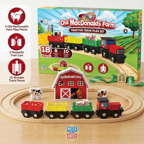 Miniatura 2 de MasterPieces Juego de trenes de madera - Old Macdonald 18 piezas