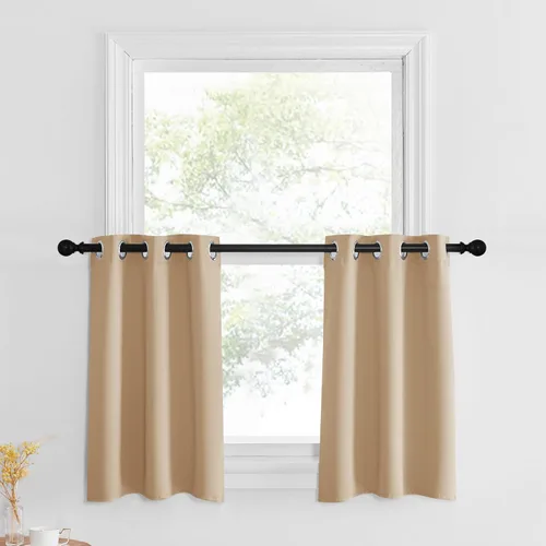 Miniatura 156 de NICETOWN Cortinas opacas de cocina para ventana sobre el fregadero, aislamiento térmico, decoración del hogar, pequeños niveles opacos con ojales