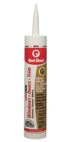 Miniatura 6 de Red Devil 0856PR12 Sellador avanzado de silicona para ventana, puerta y moldura de por vida, 10.1 onzas, blanco, caja de 12