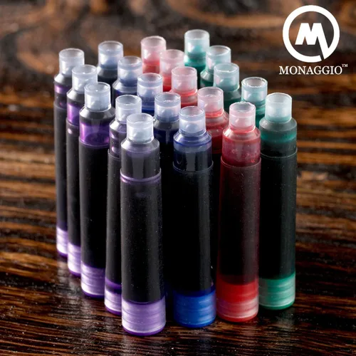 Miniatura 2 de MONAGGIO Cartuchos de tinta extra para la mayoría de las plumas estilográficas: 20 cartuchos de repuesto (5 rojos, 5 verdes, 5 azules, 5 púrpuras)