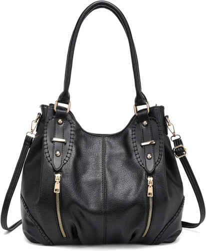 myfriday Bolsos de mano tote de cuero grandes vintage para mujer, bolso de hombro tipo hobo suave satchel con correa ajustable